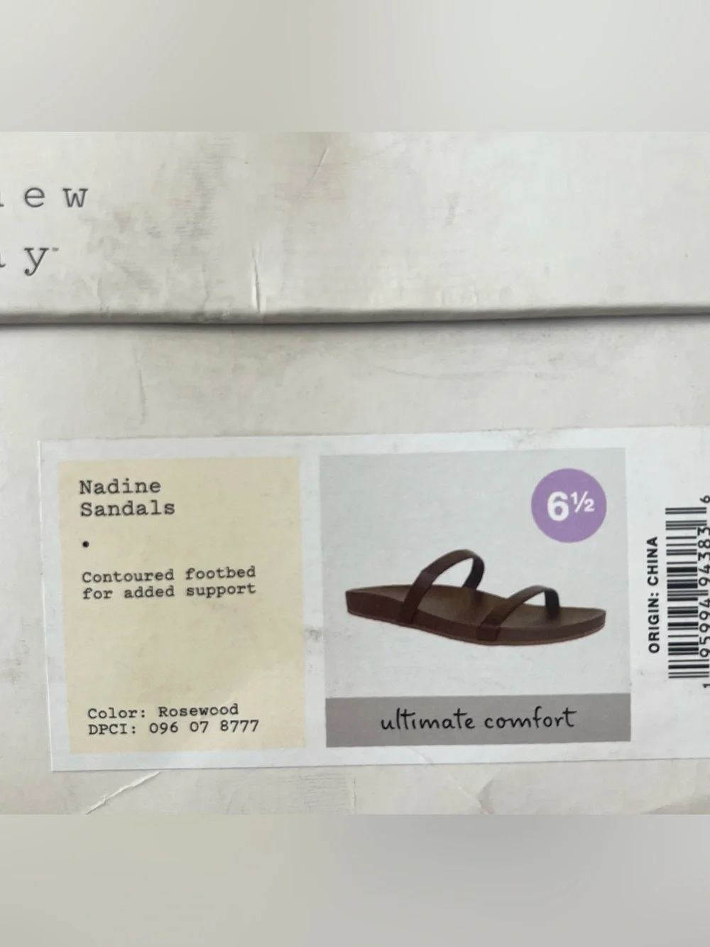 New in box a new day Brown Minimal Double‑Strap Slide Sandals size 6.5